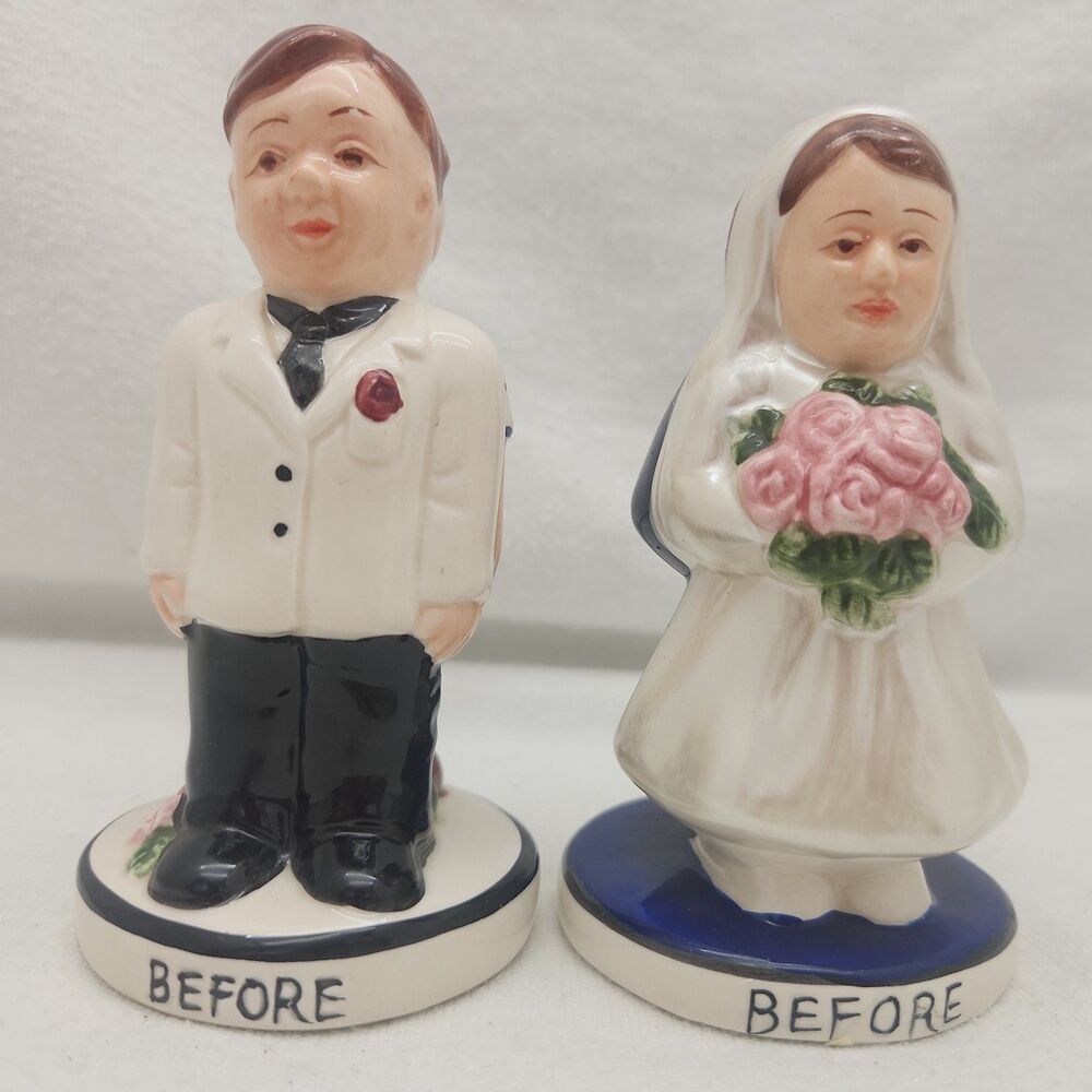 Salt And Pepper Shakers Goebel Hummel 1950's Before And After Bride Groom VTG